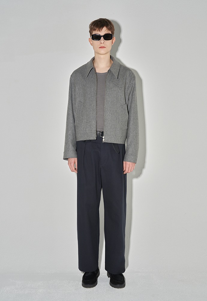 Wool-blend Minimal Western Jacket_ Melange Grey