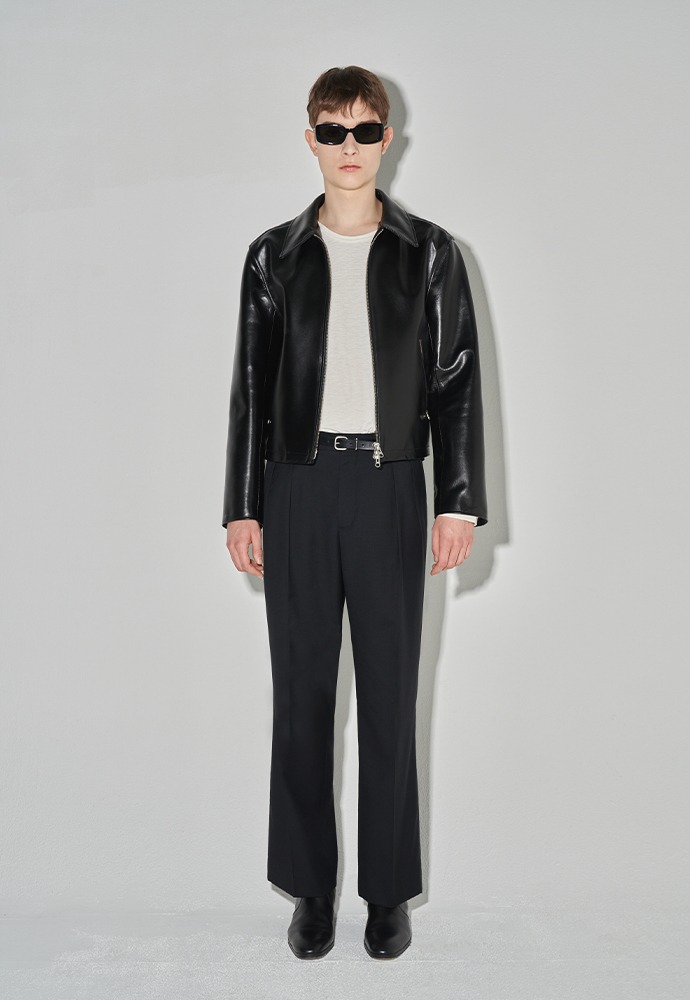 Calf Leather Zip Blouson Jacket