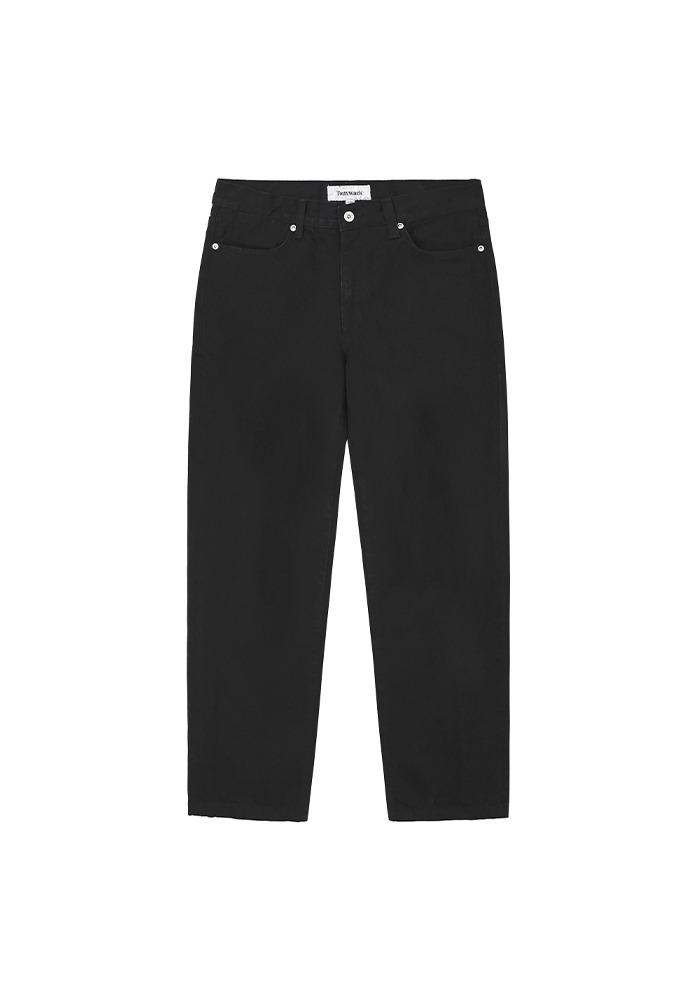 Relaxed Cut Heavy Cotton Twill Pants_ Black