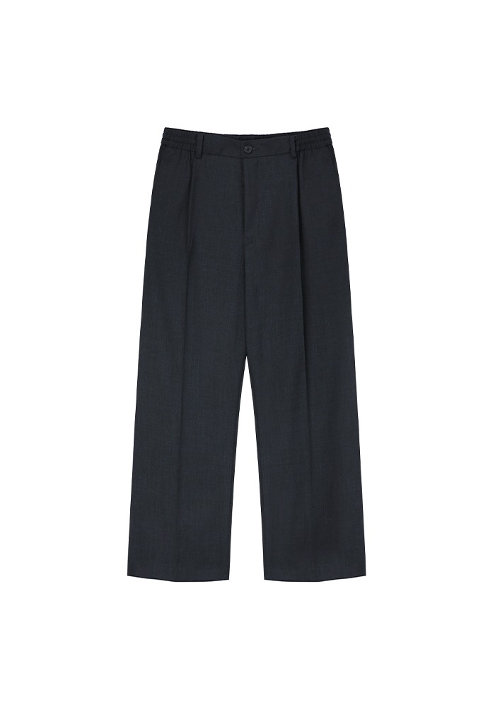 High-density Wool Drawstring Wide Trousers_ Grey
