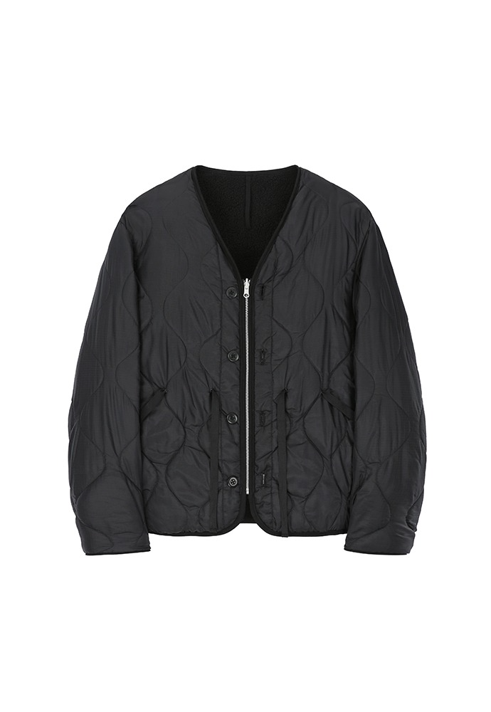 Reversible Fleece Quilted liner Jacket_ Black