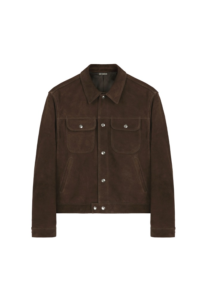 Patch Pocket Suede Blouson_ Penny Brown