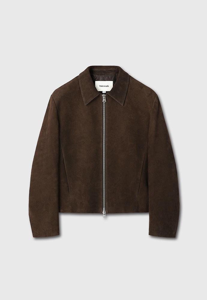 Suede Short Blouson Jacket  (Cowhide From Italy)_ Deep Brown