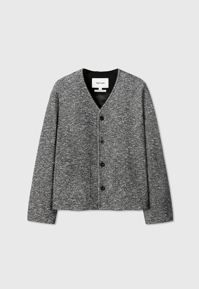 Italian Wool Cotton Tweed Blouson_ Tweed Grey