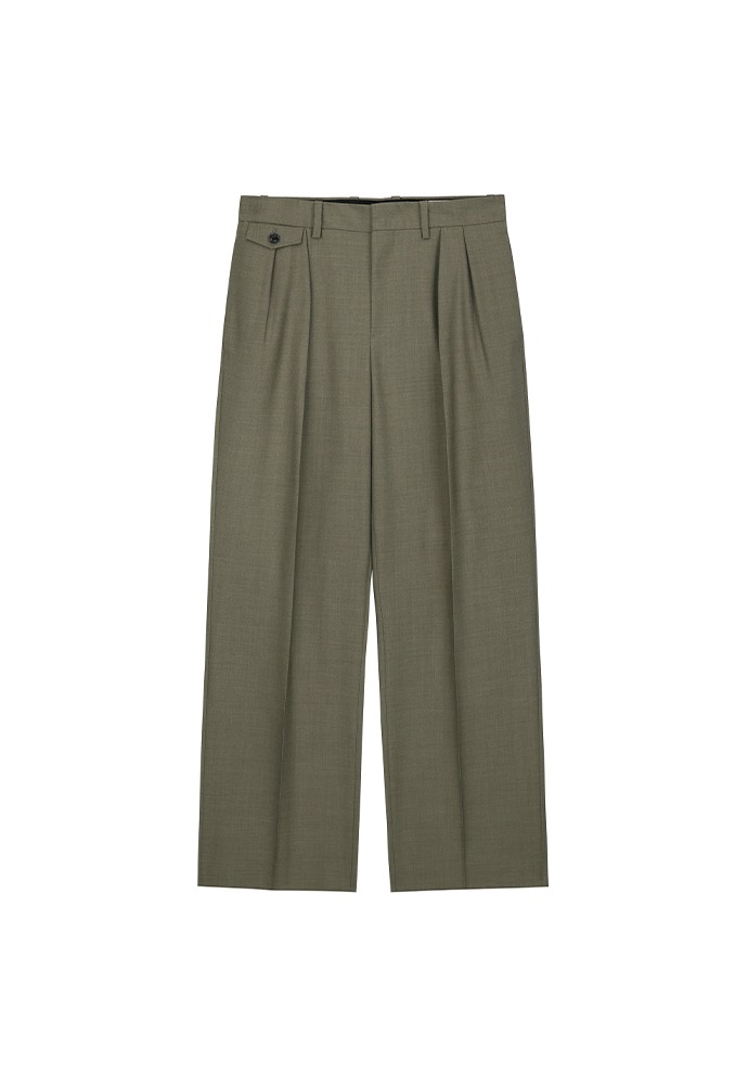 Double-pleats Relaxed Trousers (Wool 100%)_ Bronze Beige