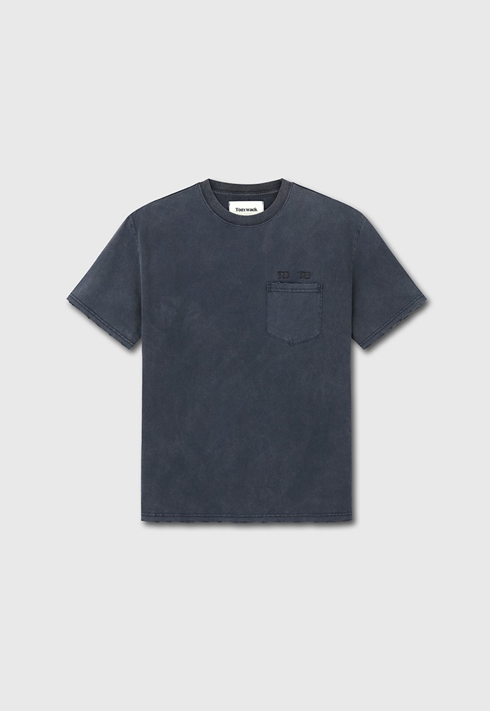 Distressed Tattoo Garment Dyeing T-shirt_ Faded Navy