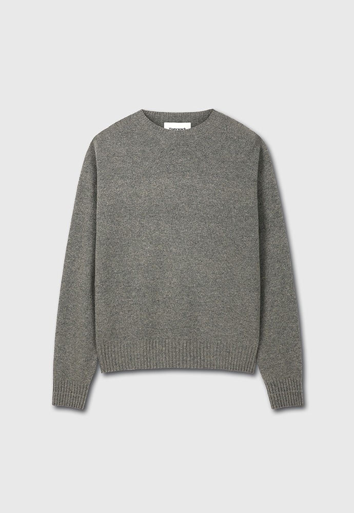 Cashmere Whole garment Saddle Neck Sweater_ Warm Grey