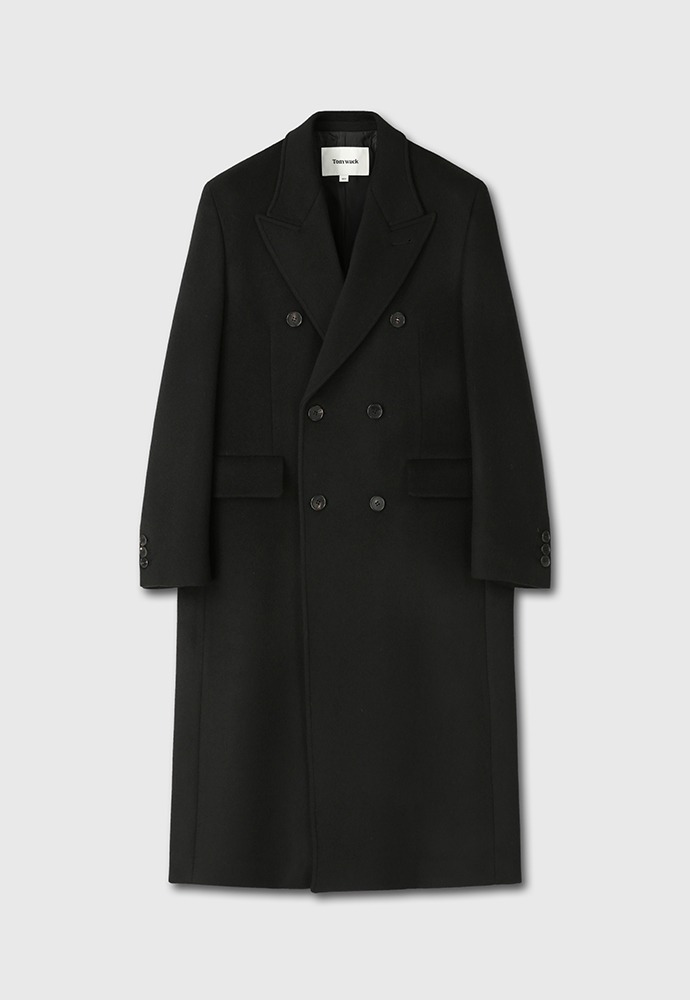 Cashmere Double-Breasted Tailored Coat_ Black